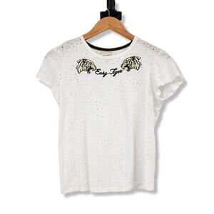 Modish Rebel Women's Easy Tiger Distressed‎ Hole Burnout T-Shirt Size Small